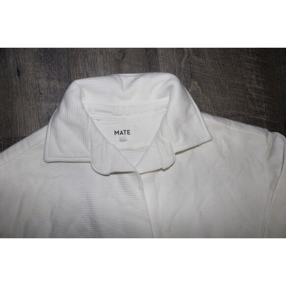 MATE THE LABEL WOMEN'S TEXTURED ORGANIC COTTON LS BUTTON DOWN SHIRT WHITE S NEW - Picture 2 of 7